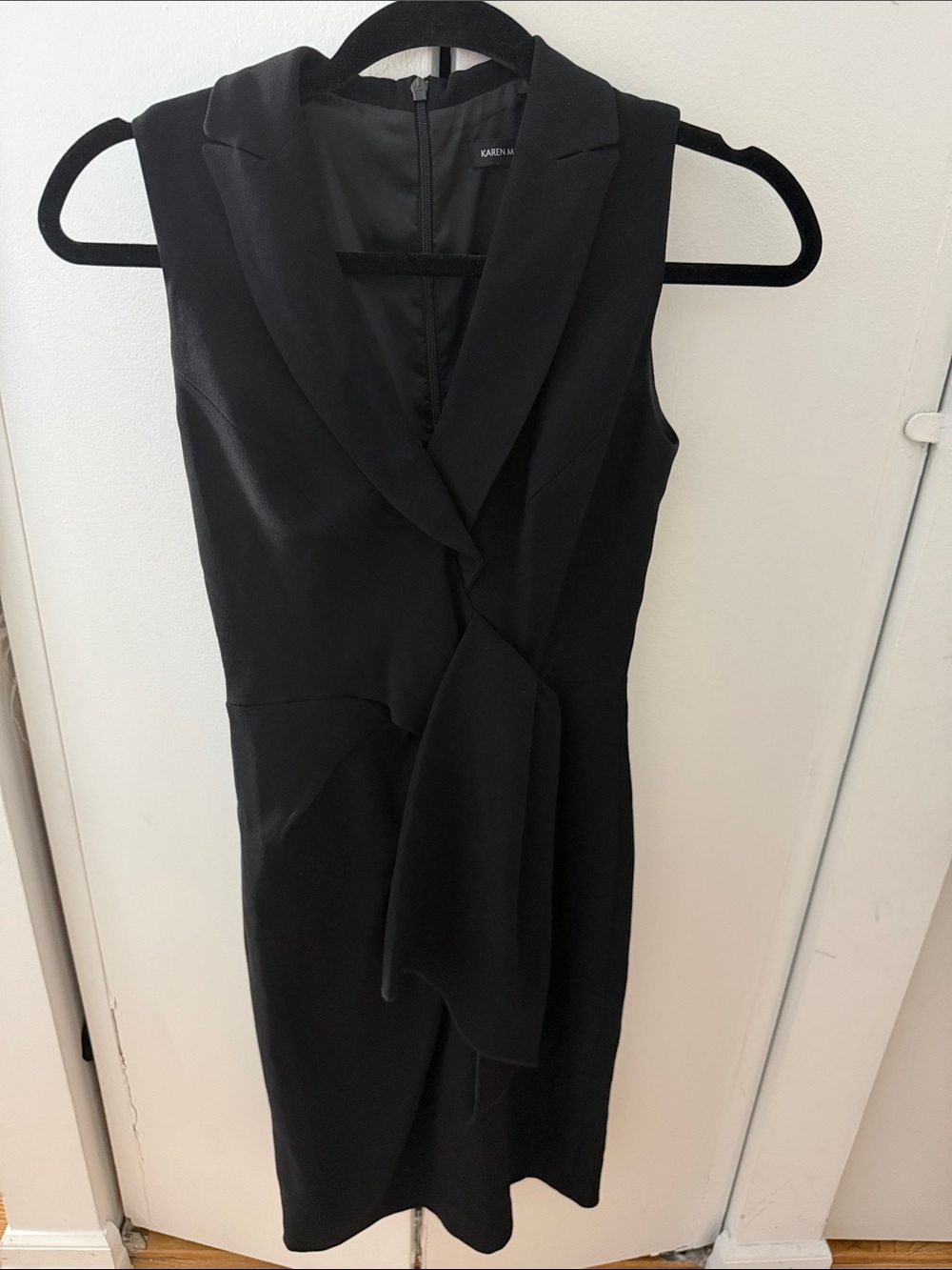 Karen Millen Black Sleeveless Draped Wrap Sheath Dress